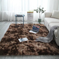 HKM-679251 Long Hair Tie-Dyed Gradient Carpet for Home and Yoga Use, Soft Polyester Fiber, Modern Square Design