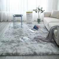 HKM-679251 Long Hair Tie-Dyed Gradient Carpet for Home and Yoga Use, Soft Polyester Fiber, Modern Square Design