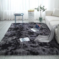 HKM-679251 Long Hair Tie-Dyed Gradient Carpet for Home and Yoga Use, Soft Polyester Fiber, Modern Square Design