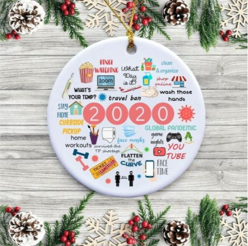HKM-679315 Ceramic and Plexiglass Christmas Tree Pendant Accessory Set with Gift Box