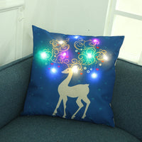 HKM-679315 Christmas Theme Creative Cartoon Pillow Cover with LED Color Options - 45x45cm Linen