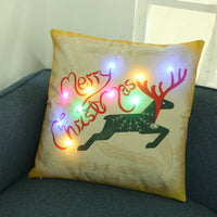 HKM-679315 Christmas Theme Creative Cartoon Pillow Cover with LED Color Options - 45x45cm Linen