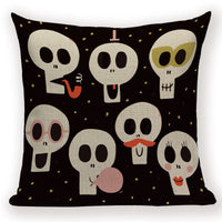 HKM-679571 Halloween Cartoon Pillow Cover - Peach Skin & Linen, 45x45cm for Living Room & Kids' Room