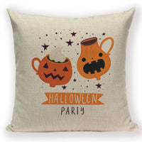 HKM-679571 Halloween Cartoon Pillow Cover - Peach Skin & Linen, 45x45cm for Living Room & Kids' Room