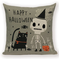 HKM-679571 Halloween Cartoon Pillow Cover - Peach Skin & Linen, 45x45cm for Living Room & Kids' Room