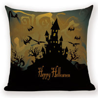 HKM-679571 Halloween Cartoon Pillow Cover - Peach Skin & Linen, 45x45cm for Living Room & Kids' Room