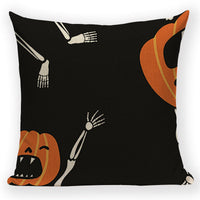 HKM-679571 Halloween Cartoon Pillow Cover - Peach Skin & Linen, 45x45cm for Living Room & Kids' Room