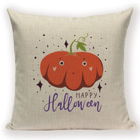 HKM-679571 Halloween Cartoon Pillow Cover - Peach Skin & Linen, 45x45cm for Living Room & Kids' Room