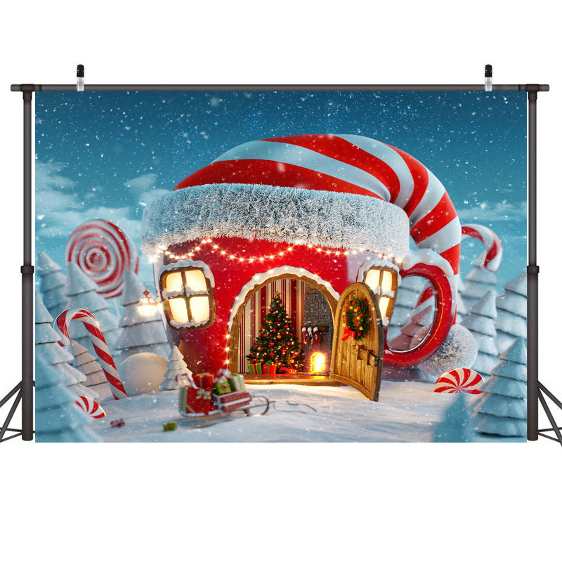 HKM-679635 Christmas-Themed Photography Backdrop, 210x150cm Photo Cloth, Lightweight Design