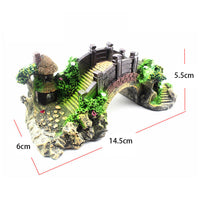 HKM-679699 Arch Bridge Decoration for Fish Tanks and Aquariums - Retro Resin Turtle Climbing Platform