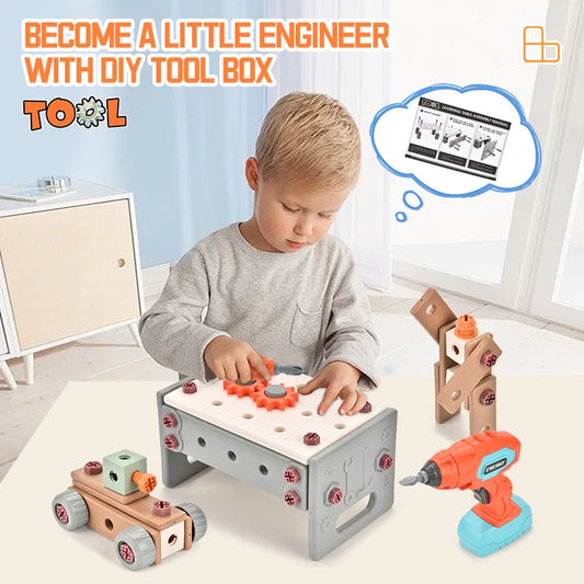 KTX-679699 Kids DIY Electric Drill Tool Box Set for Pretend Play and Creative Building Activities