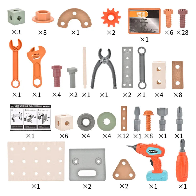 KTX-679699 Kids DIY Electric Drill Tool Box Set for Pretend Play and Creative Building Activities