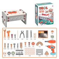 HKM-679699 Kids DIY Electric Drill Tool Box Set for Pretend Play and Creative Building Activities