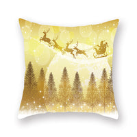 HKM-679699 Nordic Christmas Golden Pillow Cover - 45x45cm Polyester Cushion Case