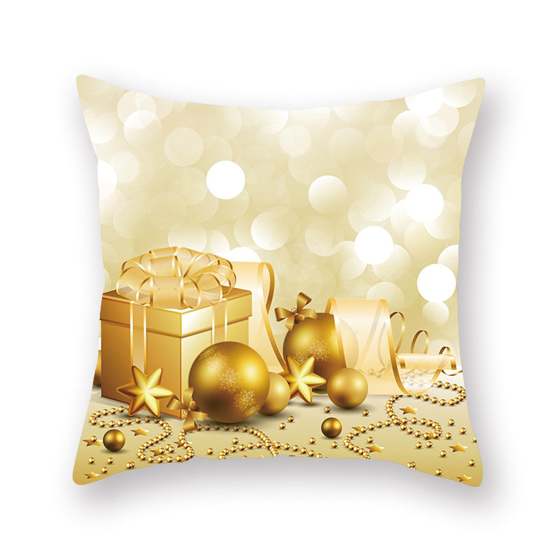 KTX-679699 Nordic Christmas Golden Pillow Cover - 45x45cm Polyester Cushion Case