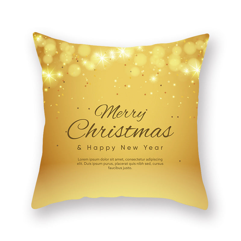 KTX-679699 Nordic Christmas Golden Pillow Cover - 45x45cm Polyester Cushion Case