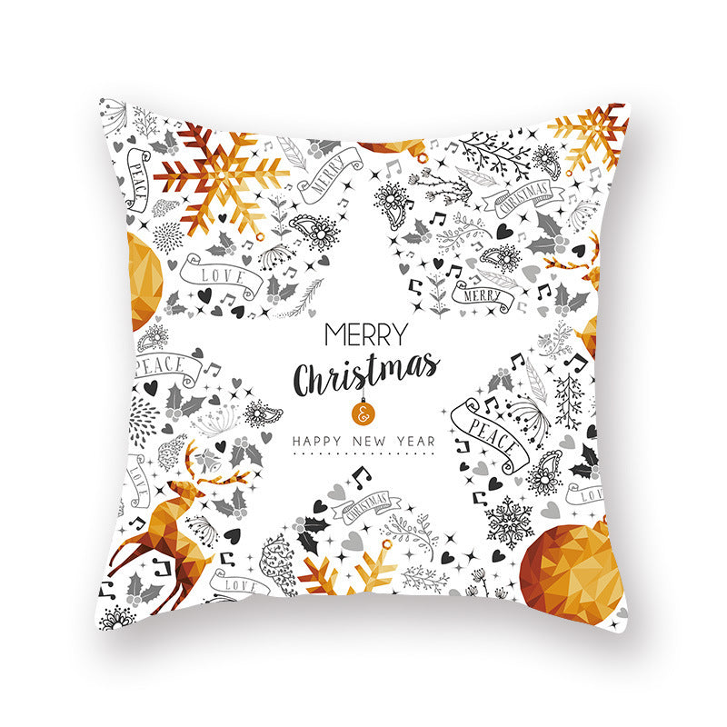 KTX-679699 Nordic Christmas Golden Pillow Cover - 45x45cm Polyester Cushion Case