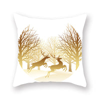 HKM-679699 Nordic Christmas Golden Pillow Cover - 45x45cm Polyester Cushion Case