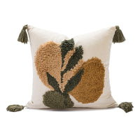 HKM-680019 Bohemian Tufted Pillow with Tassels - 45cm Floral Design Cushion Cover