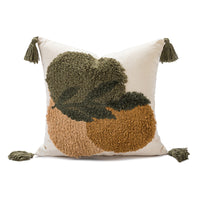 HKM-680019 Bohemian Tufted Pillow with Tassels - 45cm Floral Design Cushion Cover