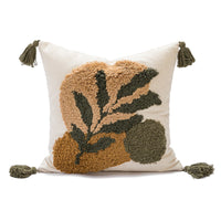 HKM-680019 Bohemian Tufted Pillow with Tassels - 45cm Floral Design Cushion Cover