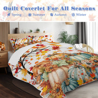 HKM-680019 Colorful Pumpkin Pattern Quilt Set with Pillow Shams - Twin, Full, Queen, King Sizes, All Season Use