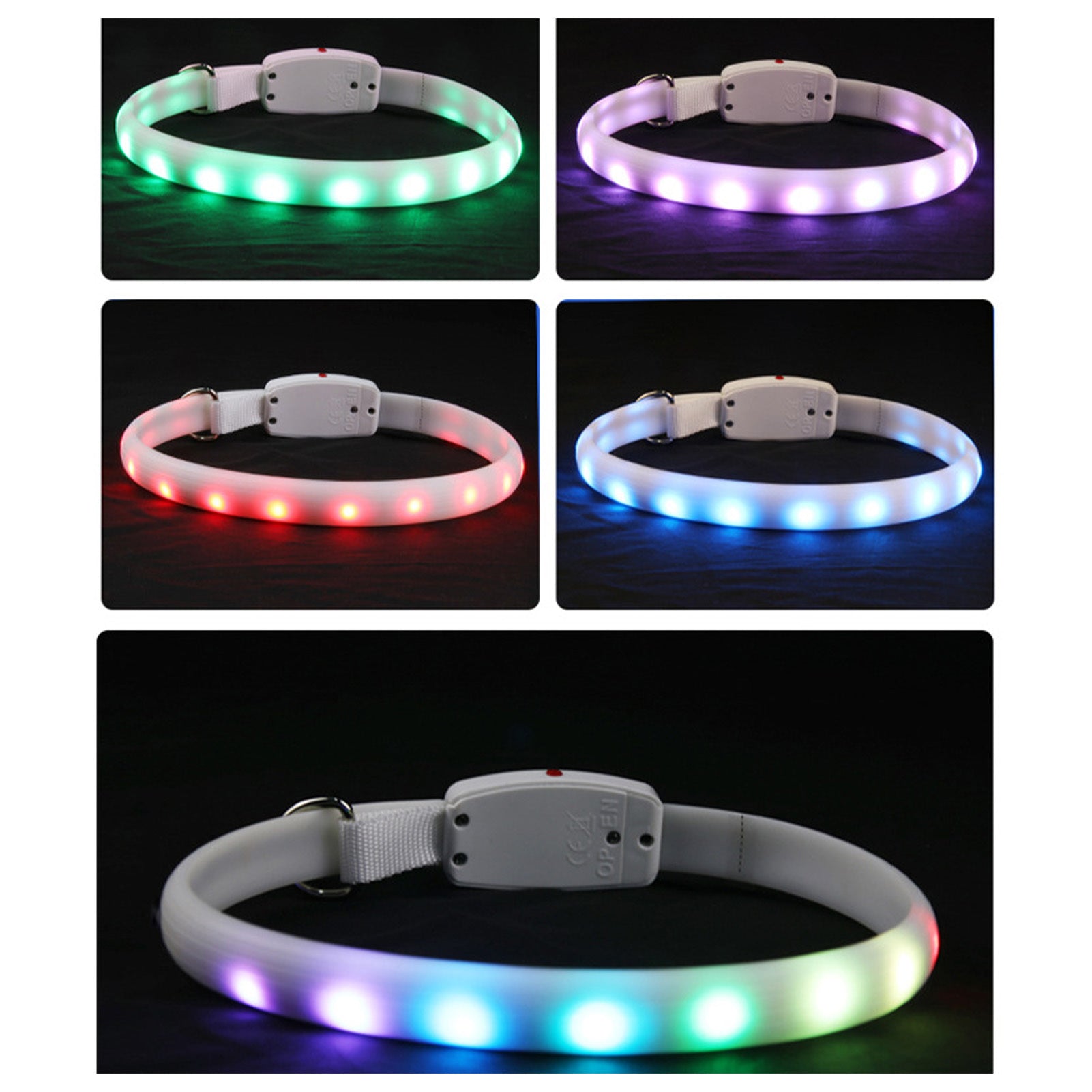 HKM-680019 LED Safety Glow Dog and Cat Collar – Adjustable, USB Rechargeable, Waterproof Night Visibility Accessory