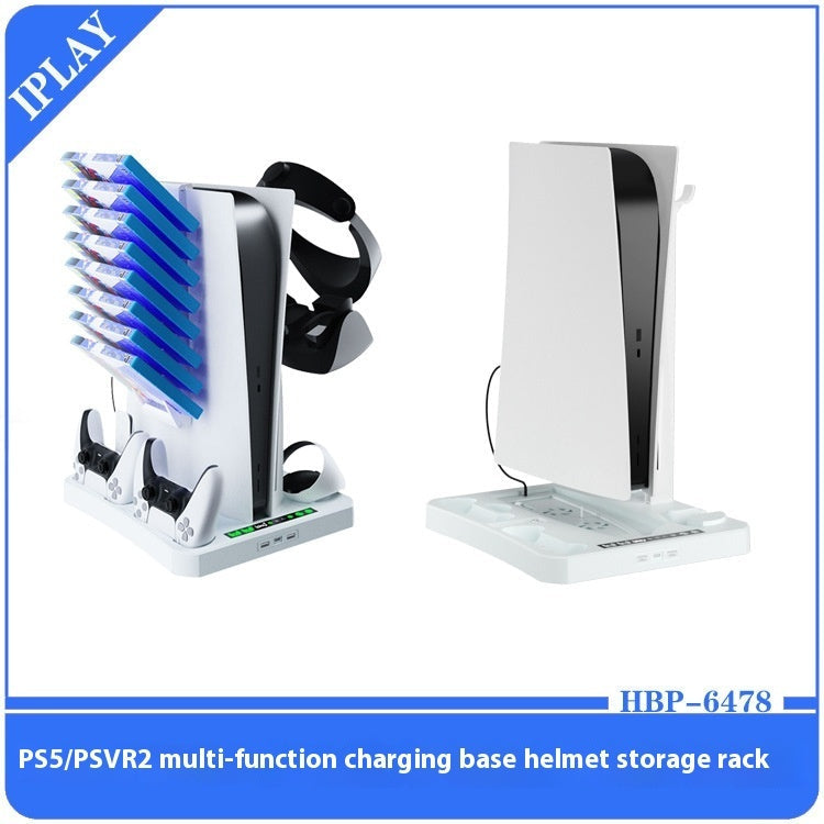 HKM-680083 Multifunctional Charging Base with Cooling Pad, Game Disc and Helmet Storage for PS5/PSVR2