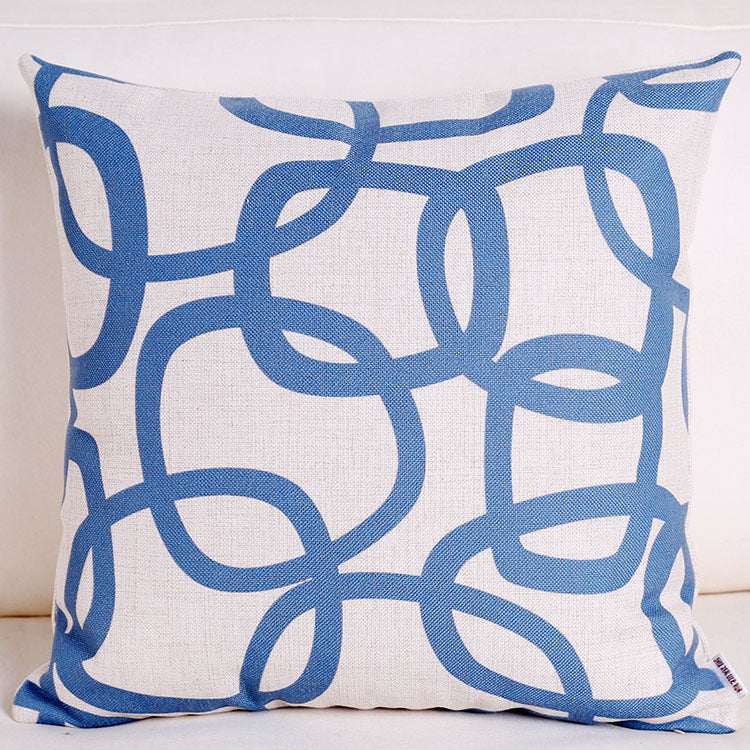 HKM-680083 Retro Style Blue Elk Cotton and Linen Pillowcase - Square 45x45cm and Waist 30x50cm