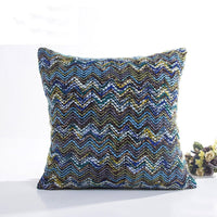 HKM-680147 Blended Wool Stripes Knitted Cushion Cover in Red, Black, Orange, and Blue - 45x45cm