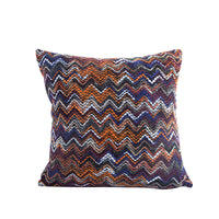 HKM-680147 Blended Wool Stripes Knitted Cushion Cover in Red, Black, Orange, and Blue - 45x45cm