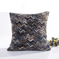 HKM-680147 Blended Wool Stripes Knitted Cushion Cover in Red, Black, Orange, and Blue - 45x45cm