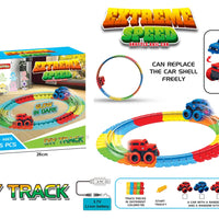 HKM-680275 DIY Anti-Gravity Slot Toy Car Assembly Kit with Gliding Rail Track for Kids 5-13 Years