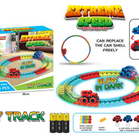 HKM-680275 DIY Anti-Gravity Slot Toy Car Assembly Kit with Gliding Rail Track for Kids 5-13 Years