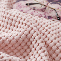 HKM-680339 Waffle Towel Quilt Blanket - Soft Cotton Sofa Throw in Pink, Dark Pink, Grey, Beige