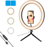 HKM-680531 10 inch Desktop Selfie Ring Light with Adjustable Color Temperature and USB Power