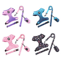 HKM-680531 Pet Dog Harness & Leash Set with Adjustable Collar and Waste Bag, Available in Gradient Colors
