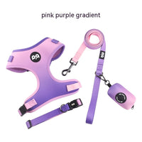 HKM-680531 Pet Dog Harness & Leash Set with Adjustable Collar and Waste Bag, Available in Gradient Colors