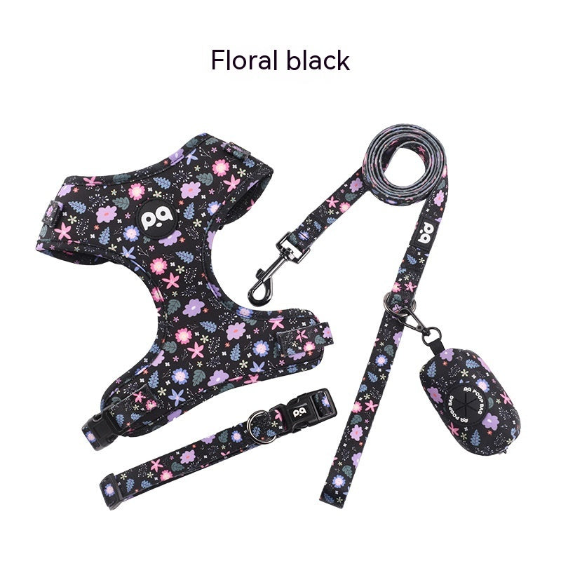 HKM-680531 Pet Dog Harness & Leash Set with Adjustable Collar and Waste Bag, Available in Gradient Colors