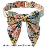 HKM-680723 Floral Cotton Dog Collar Rose Buckle