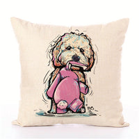 HKM-680723 White Polyester Peach Skin Cushion Cover 45cm x 45cm, Easy to Clean, Fashion Design