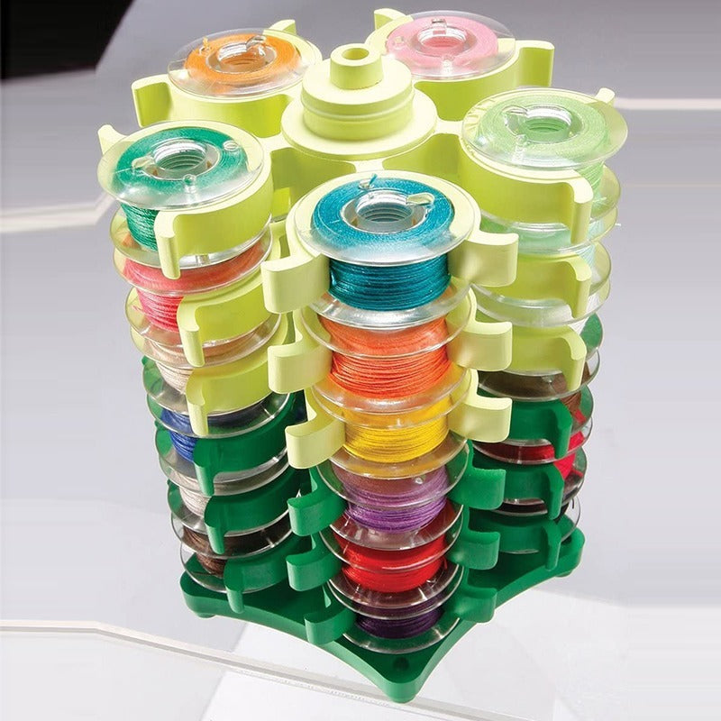 KTX-680851 6-Layer Rotating Bobbin Storage Organizer with 30 Grids for Sewing Supplies