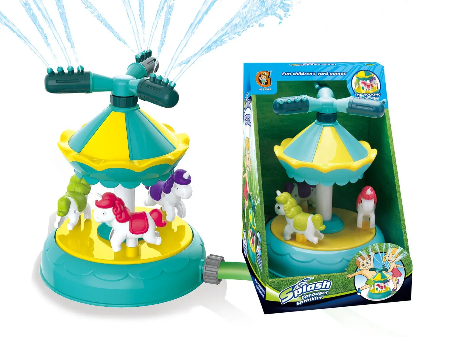 HKM-680851 Cartoon Octopus Water Spray Toy - 360-Degree Rotating Sprinkler for Outdoor Play