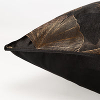 HKM-680851 Dark Black Ginkgo Leaf Jacquard Pillowcase - Modern Floral Cushion Cover for Living Room or Bedroom, 45x45cm