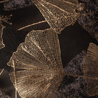 HKM-680851 Dark Black Ginkgo Leaf Jacquard Pillowcase - Modern Floral Cushion Cover for Living Room or Bedroom, 45x45cm
