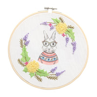 HKM-681171 Color Printed Cartoon Animal Hand Embroidery Wall Art – DIY Cotton Craft (20x20CM)