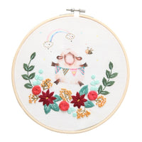 HKM-681171 Color Printed Cartoon Animal Hand Embroidery Wall Art – DIY Cotton Craft (20x20CM)