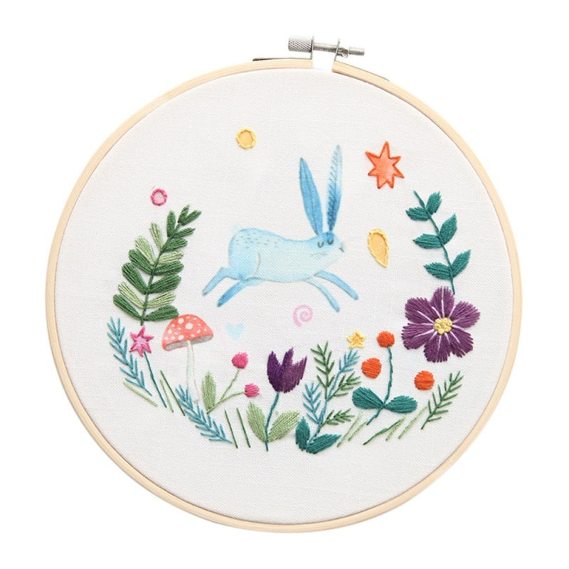 HKM-681171 Color Printed Cartoon Animal Hand Embroidery Wall Art – DIY Cotton Craft (20x20CM)