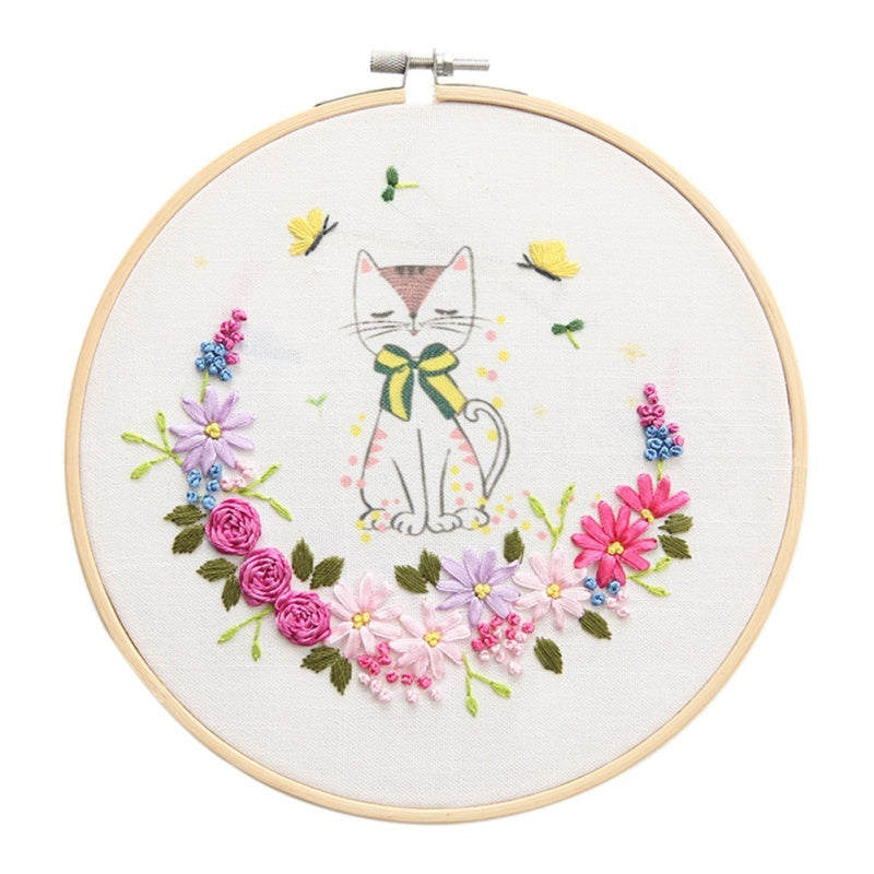 HKM-681171 Color Printed Cartoon Animal Hand Embroidery Wall Art – DIY Cotton Craft (20x20CM)