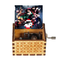 HKM-681171 Demon Slayer Hand Cranked Wooden Music Box - Unique Carved Design